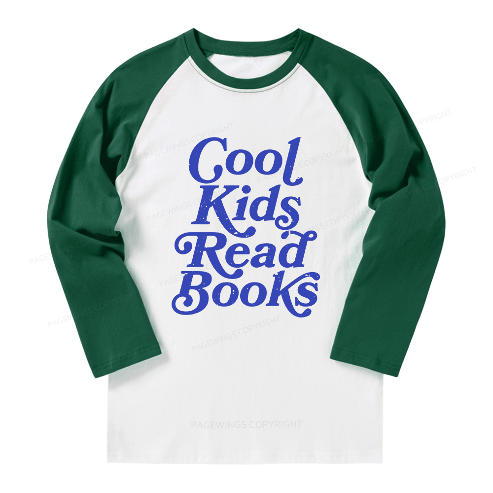Pagewings Cool Kids Read Books Long Sleeve Raglan T-shirt