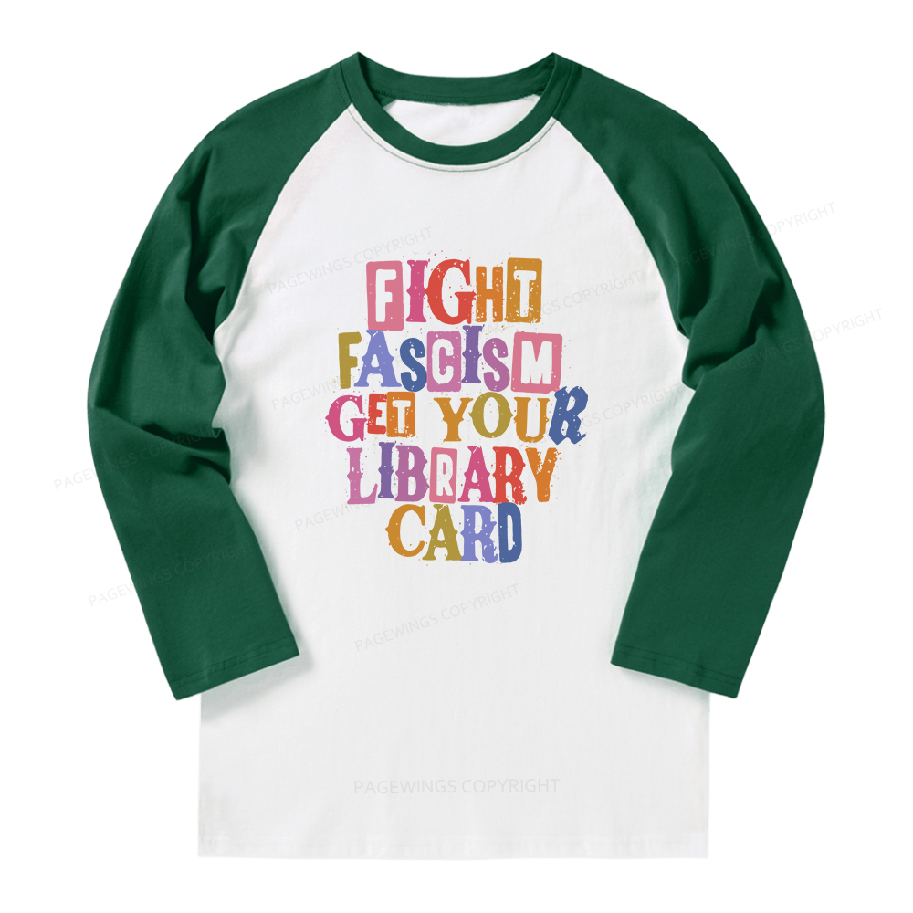 Pagewings Get Your Library Card Long Sleeve Raglan T-shirt