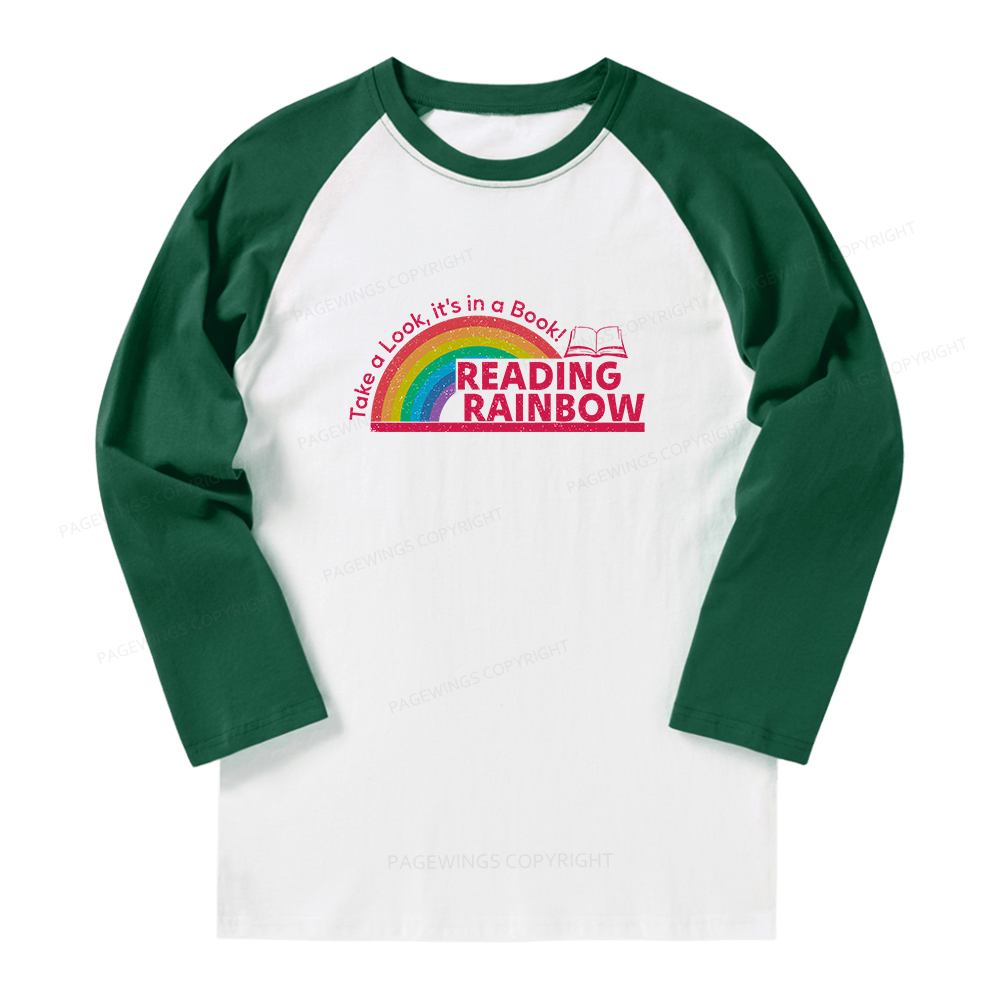 Pagewings Reading Rainbow Long Sleeve Raglan T-shirt