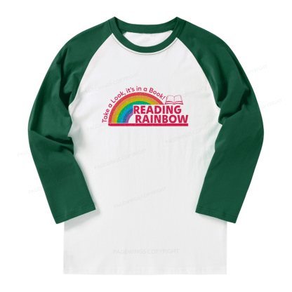 Pagewings Reading Rainbow Long Sleeve Raglan T-shirt