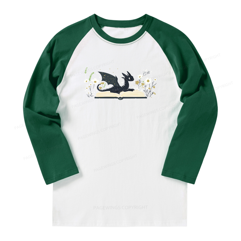 Pagewings Dragon Book Long Sleeve Raglan T-shirt