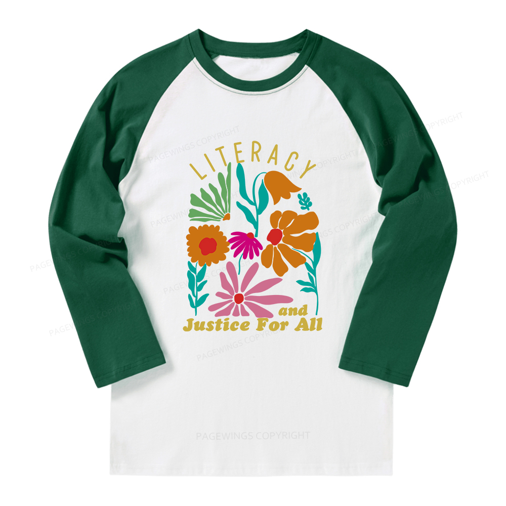 Pagewings Literacy And Justice Long Sleeve Raglan T-shirt