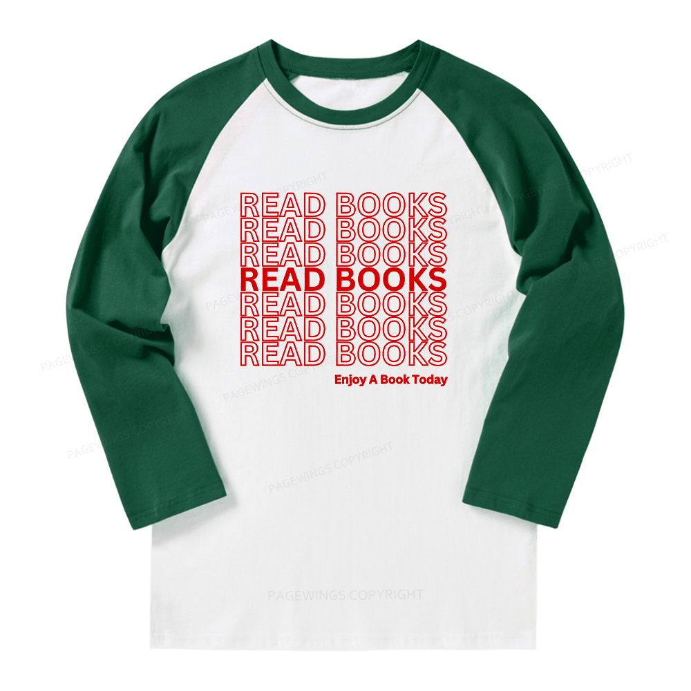 Pagewings Read Books Librarian Long Sleeve Raglan T-shirt