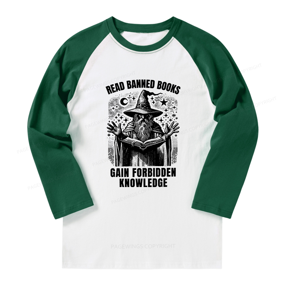 Pagewings Read Banned Books Gain Forbidden Knowledge Long Sleeve Raglan T-shirt