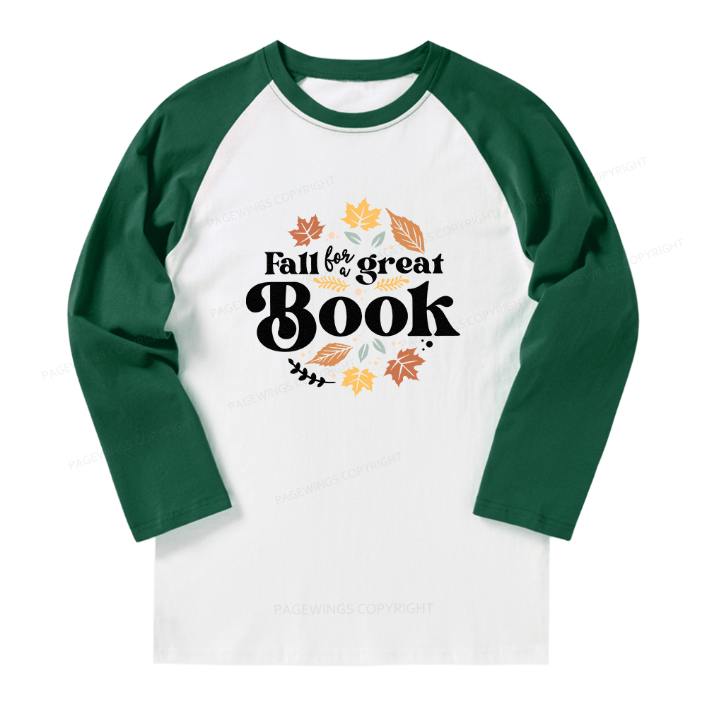 Pagewings Thanksgiving Fall For A Great Book Long Sleeve Raglan T-shirt