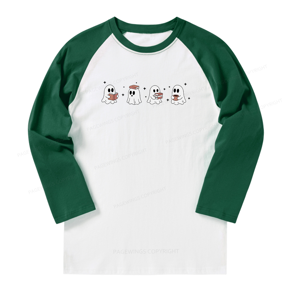 Pagewings Bookish Ghost Long Sleeve Raglan T-shirt
