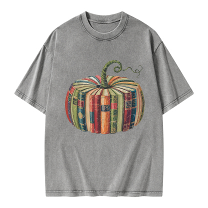 Pagewings Fall Book Pumpkin Unisex Washed T-shirt