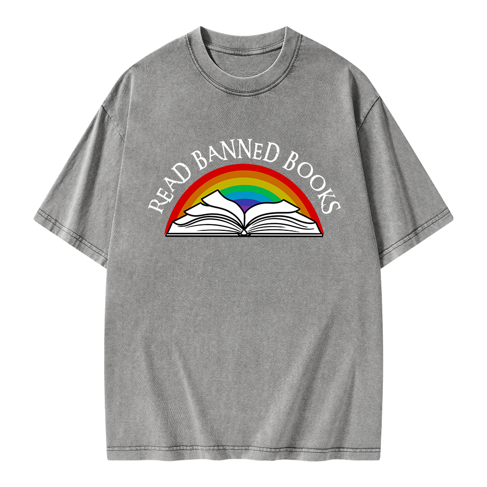 Pagewings Read Banned Books Unisex Washed T-shirt