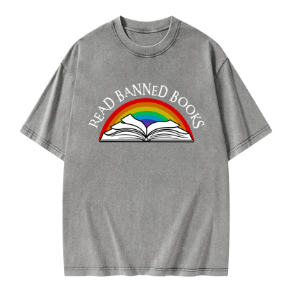 Pagewings Read Banned Books Unisex Washed T-shirt