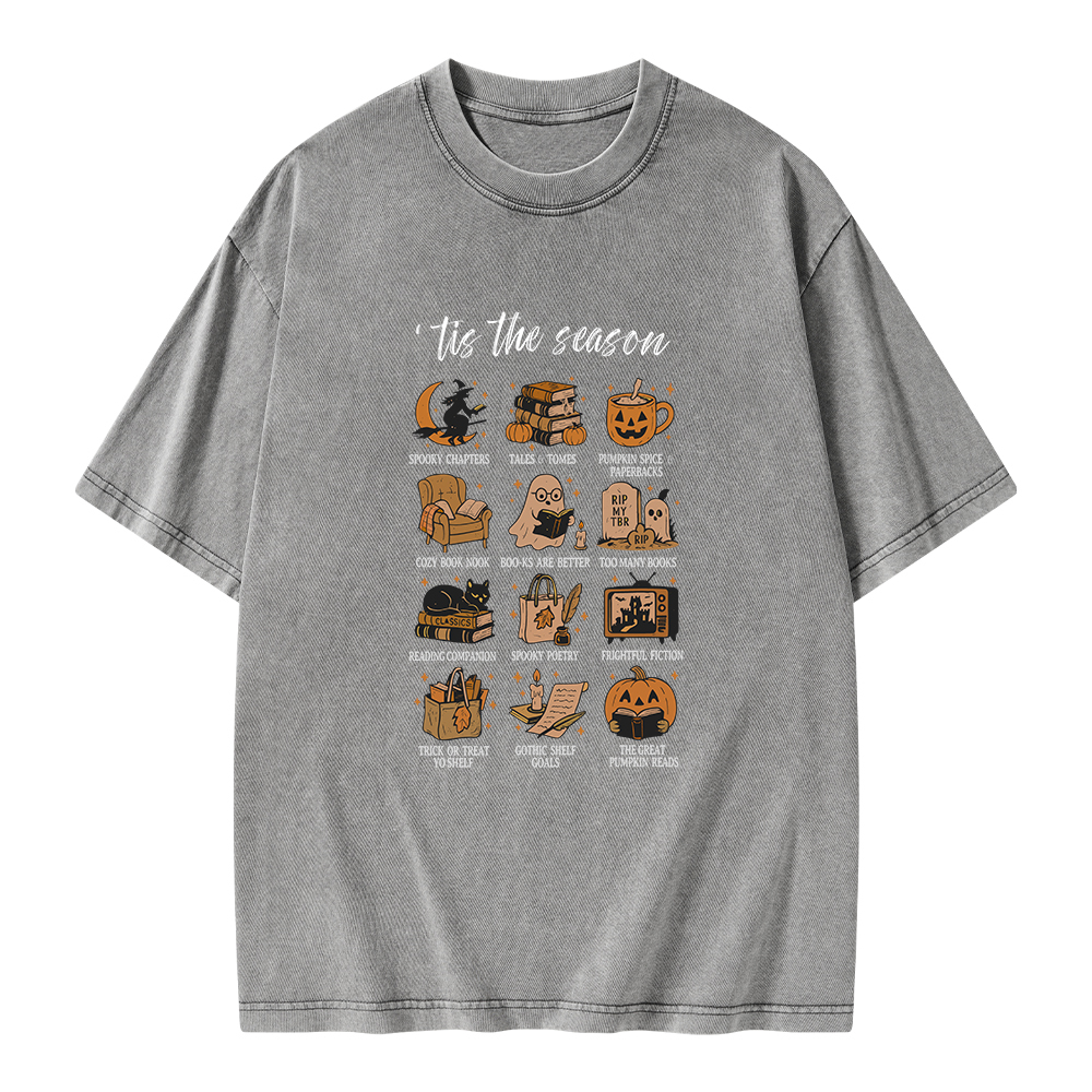 Pagewings Halloween 2025 Literary Girl Unisex Washed T-shirt