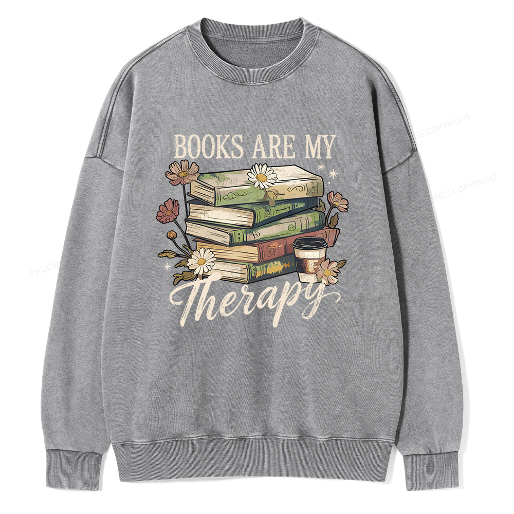 Pagewings Books Are My Therapy Unisex Washed Sweatshirt