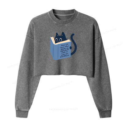 Pagewings How To Buy New Books Women Washed Crop Sweatshirt