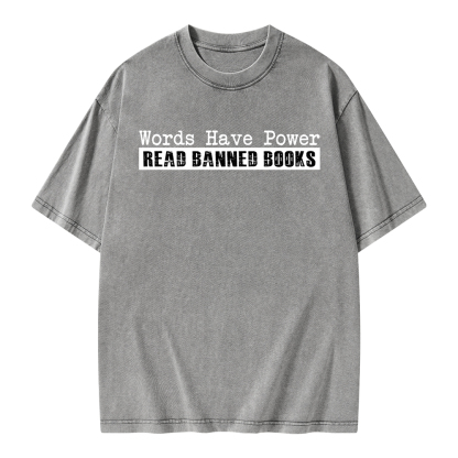 Pagewings Read Banned Books Words have Power Unisex Washed T-shirt