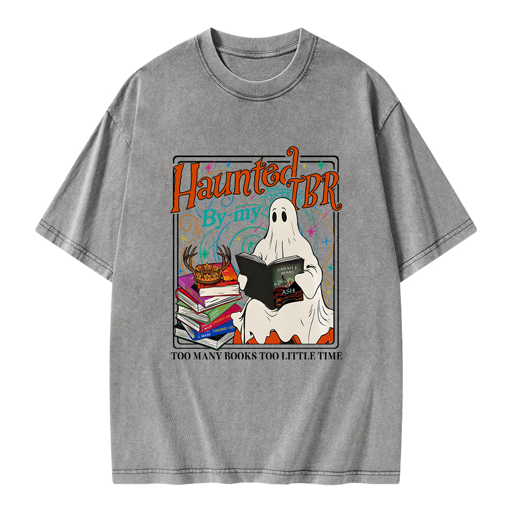 Pagewings Haunted By My TBR Unisex Washed T-shirt