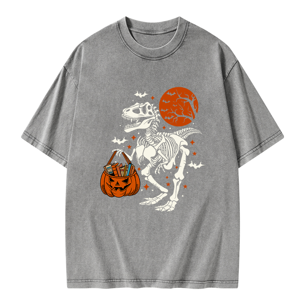 Pagewings Dinosaur Halloween Unisex Washed T-shirt