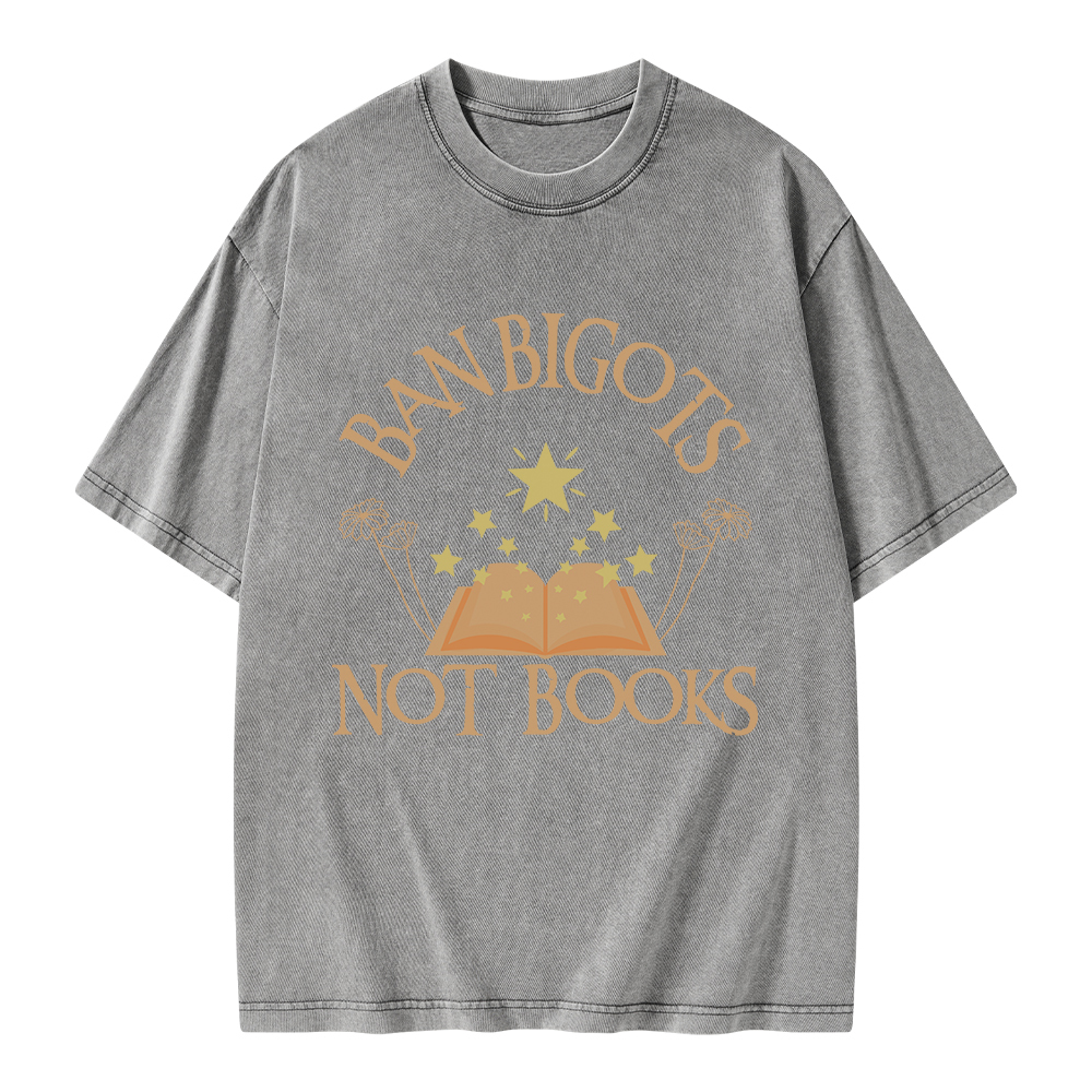 Pagewings Ban Bigots Not Books Unisex Washed T-shirt