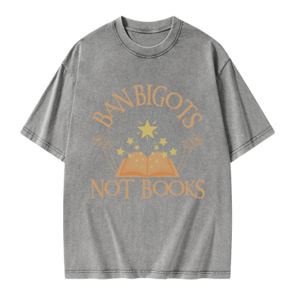 Pagewings Ban Bigots Not Books Unisex Washed T-shirt
