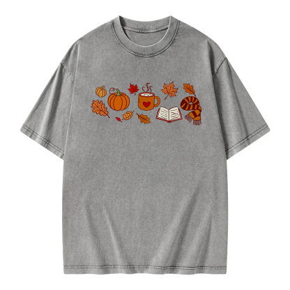 Pagewings Cozy Autumn With Books Unisex Washed T-shirt