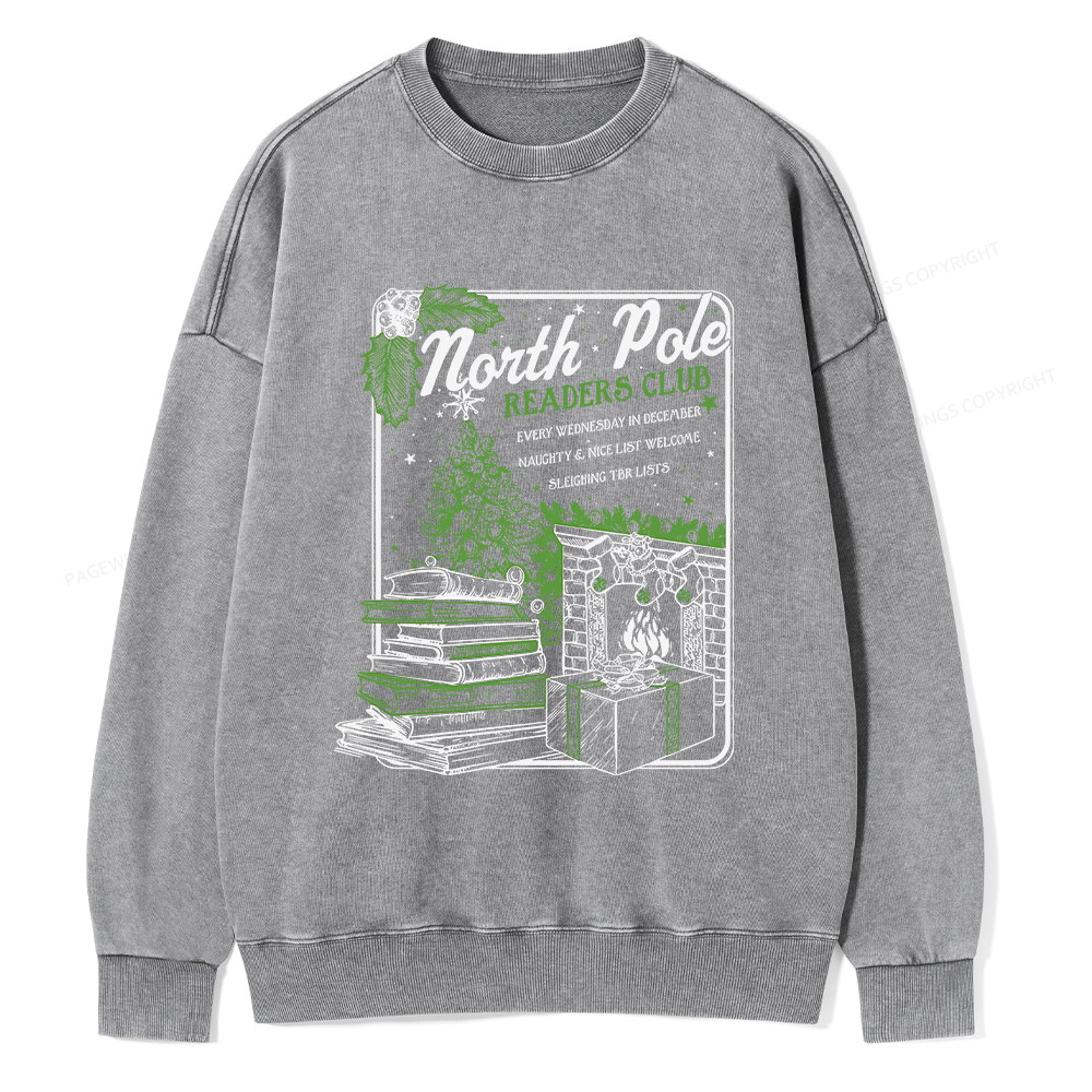Pagewings Bookish Christmas Unisex Washed Sweatshirt