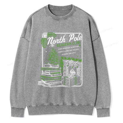 Pagewings Bookish Christmas Unisex Washed Sweatshirt