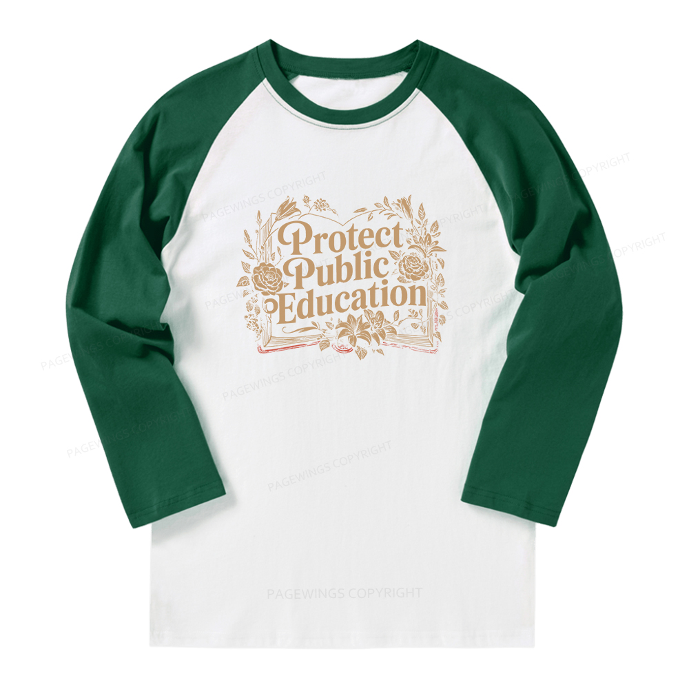 Pagewings Protect Public Education Long Sleeve Raglan T-shirt