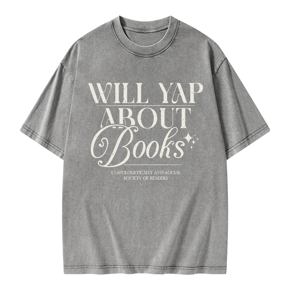 Pagewings Will Yap About Books Unisex Washed T-shirt