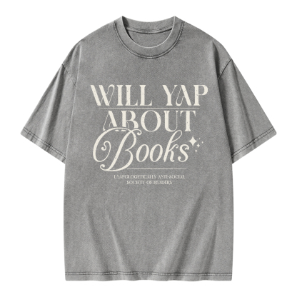 Pagewings Will Yap About Books Unisex Washed T-shirt