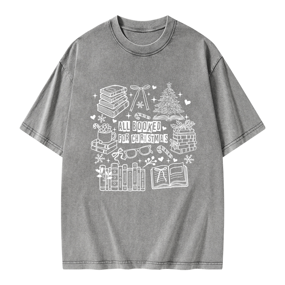 Pagewings All Booked For Christmas Unisex Washed T-shirt