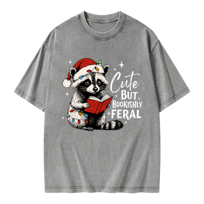 Pagewings Cute But Feral Unisex Washed T-shirt