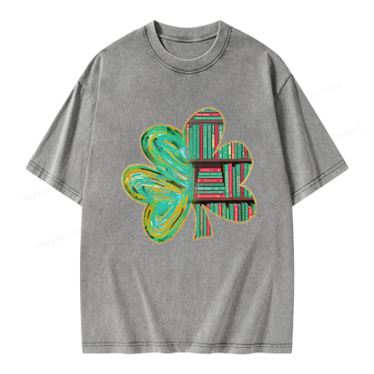 Pagewings Cloverleaf Creative Bookshelf Unisex Washed T-shirt