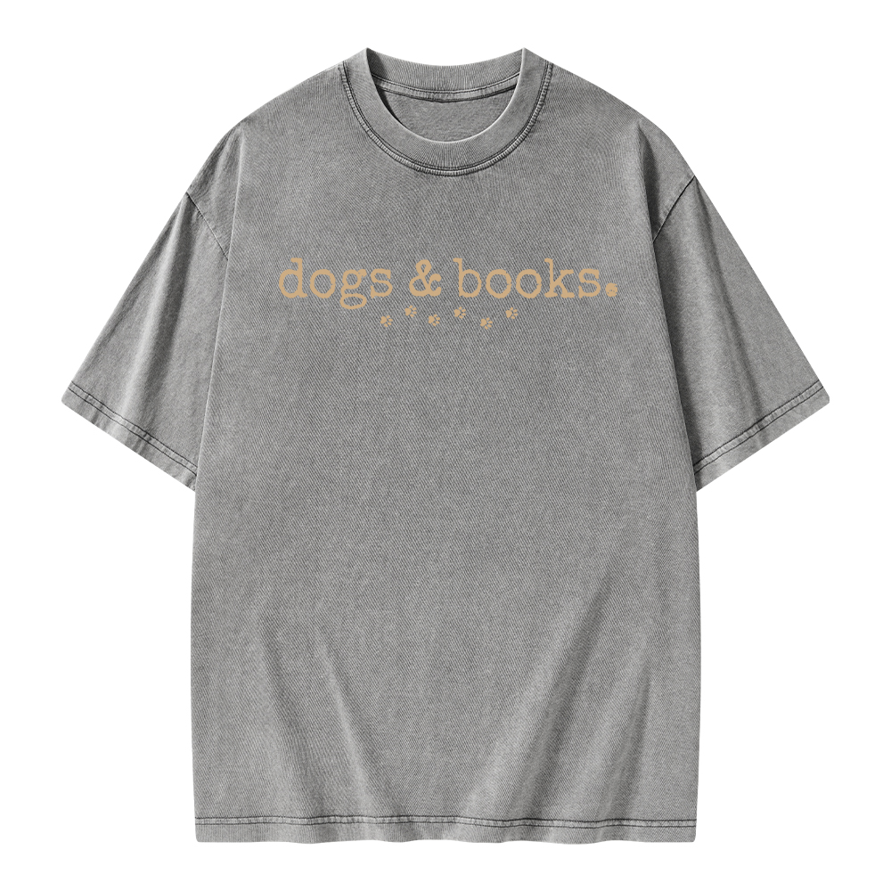 Pagewings Dogs & Books Unisex Washed T-shirt