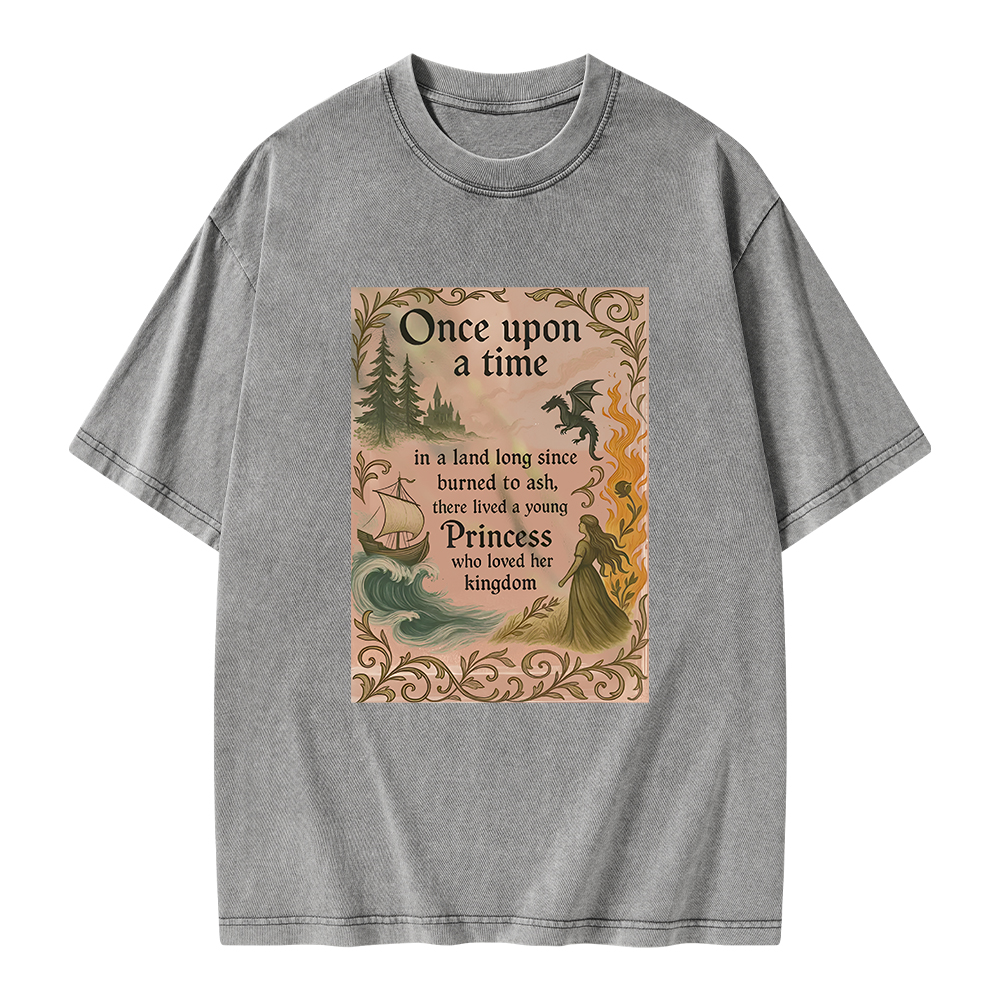 Pagewings Once Upon a Time Book Unisex Washed T-shirt