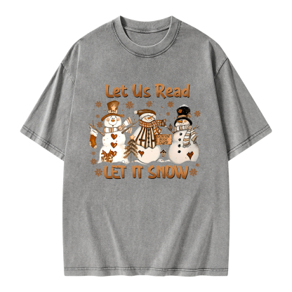 Pagewings Let It Snow Let Us Read Unisex Washed T-shirt