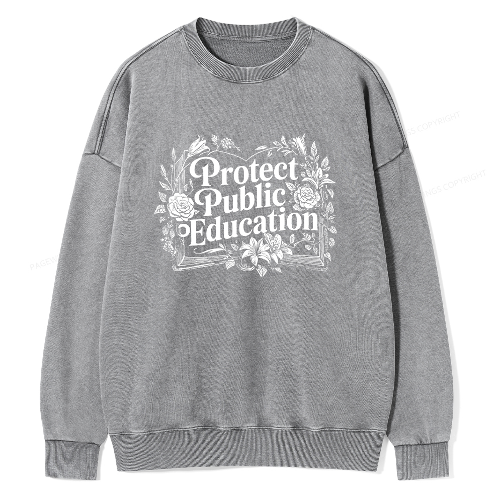Pagewings Protect Public Education Unisex Washed Sweatshirt