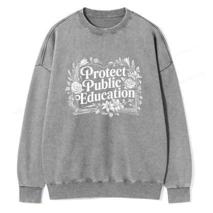 Pagewings Protect Public Education Unisex Washed Sweatshirt