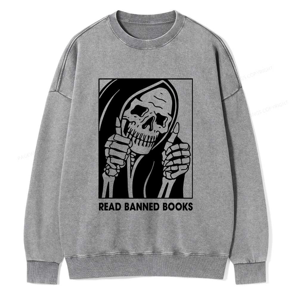 Pagewings Read Banned Books Unisex Washed Sweatshirt