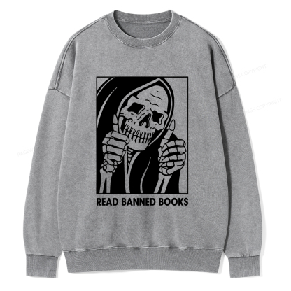 Pagewings Read Banned Books Unisex Washed Sweatshirt