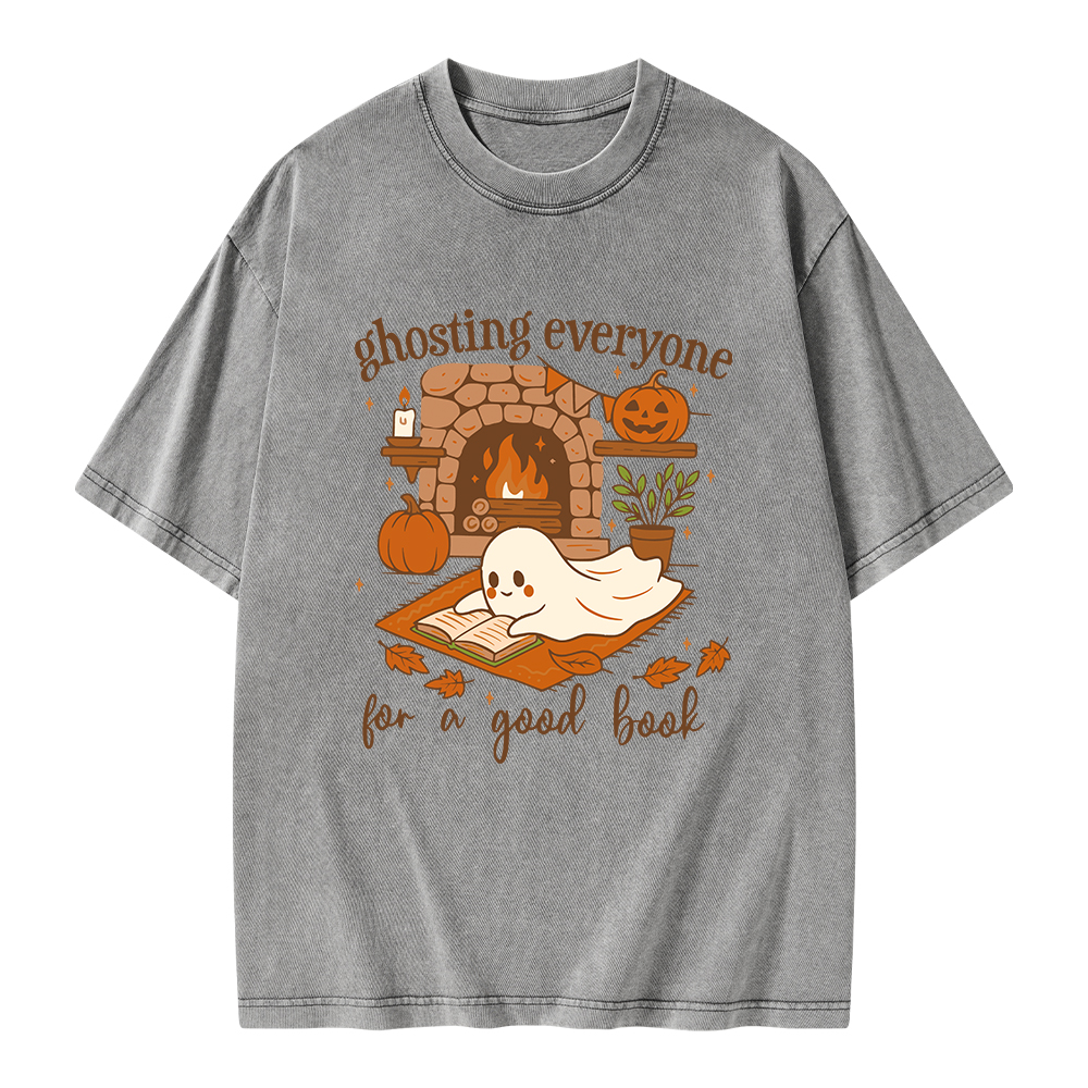 Pagewings Ghosting Everyone For A Good Book Unisex Washed T-shirt
