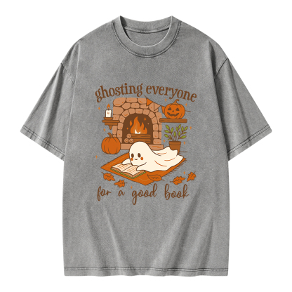 Pagewings Ghosting Everyone For A Good Book Unisex Washed T-shirt