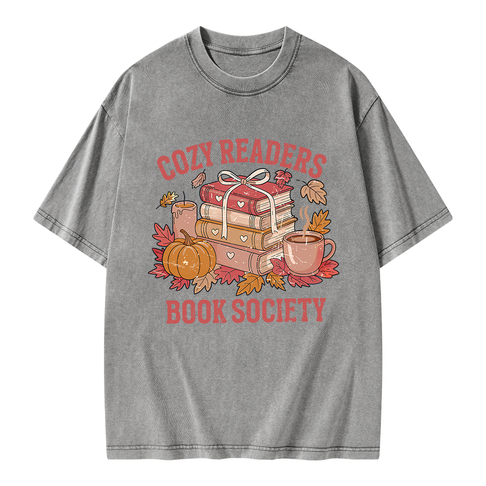 Pagewings Cozy Readers Book Society Unisex Washed T-shirt