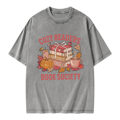 Pagewings Cozy Readers Book Society Unisex Washed T-shirt