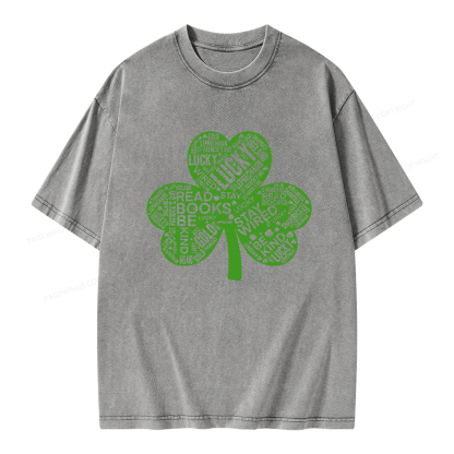 Pagewings St Patricks Day Shirt Lucky Reading Shirt Unisex Washed T-shirt