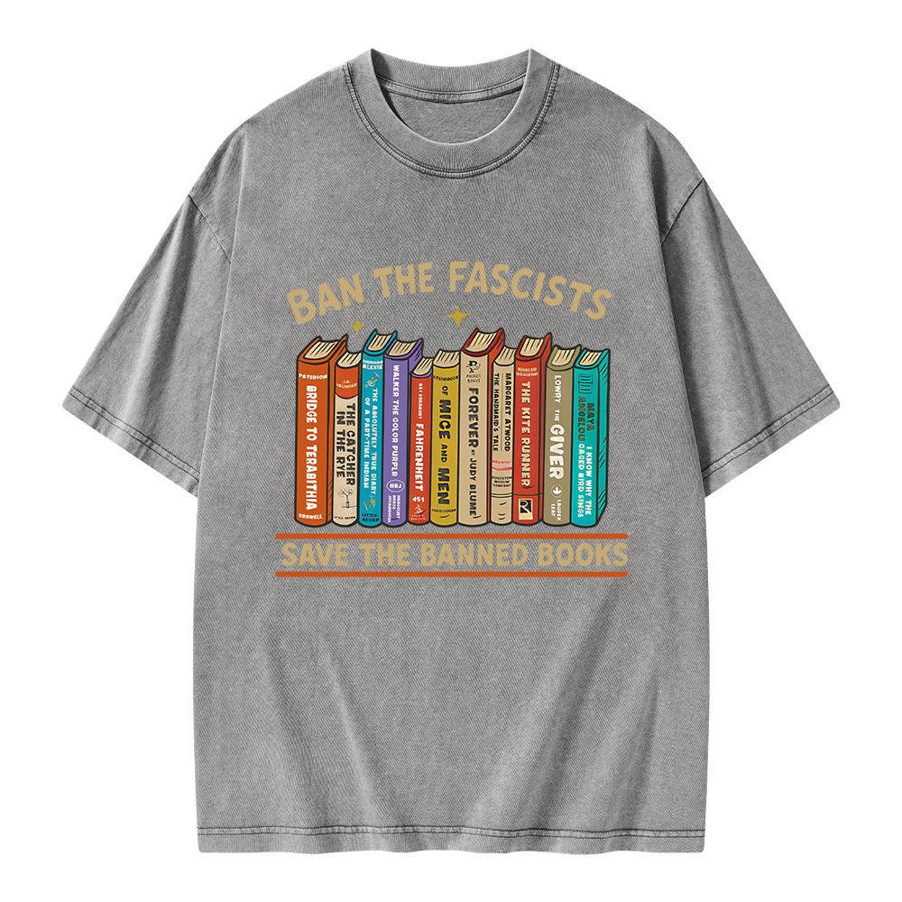 Pagewings Ban The Fascist Save The Banned Books Unisex Washed T-shirt