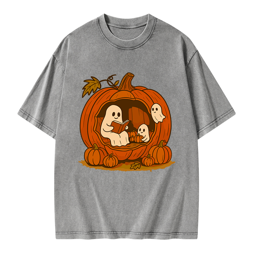 Pagewings Pumpkin Reading Nook Unisex Washed T-shirt