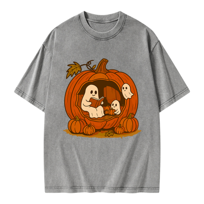 Pagewings Pumpkin Reading Nook Unisex Washed T-shirt