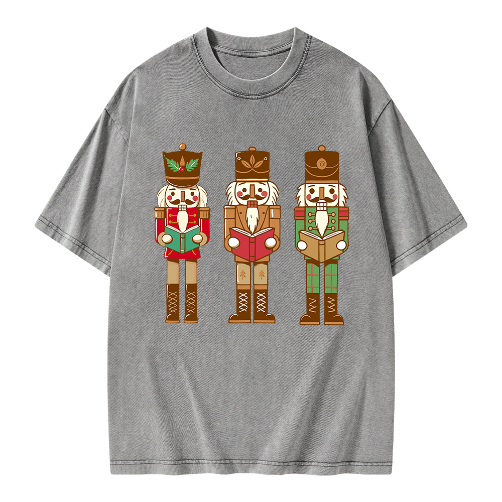 Pagewings Christmas Nutcracker Reading Books Unisex Washed T-shirt