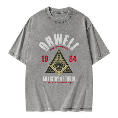 Pagewings Ministry Of Truth They Are Watching You Unisex Washed T-shirt