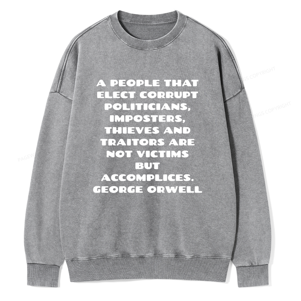 Pagewings A People That Elect Corrupt Politicians Unisex Washed Sweatshirt