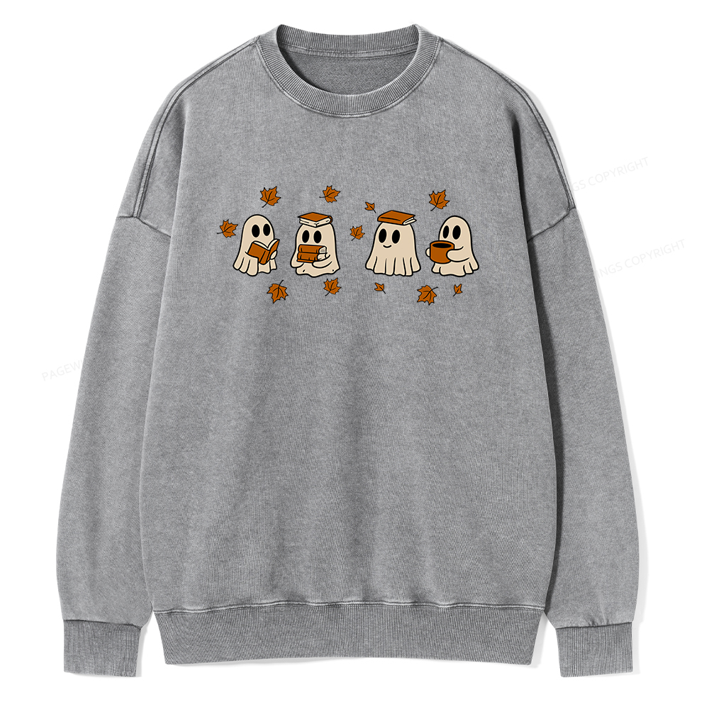 Pagewings Reading Ghost Unisex Washed Sweatshirt