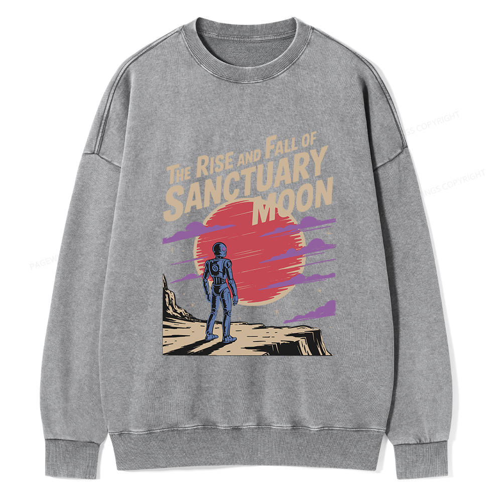 Pagewings The Rise And Fall Of Sanctuary Moon Unisex Washed Sweatshirt